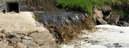 Znečištění potoka kejdou Foto: ČIŽP Znečištění potoka kejdou Foto: ČIŽP